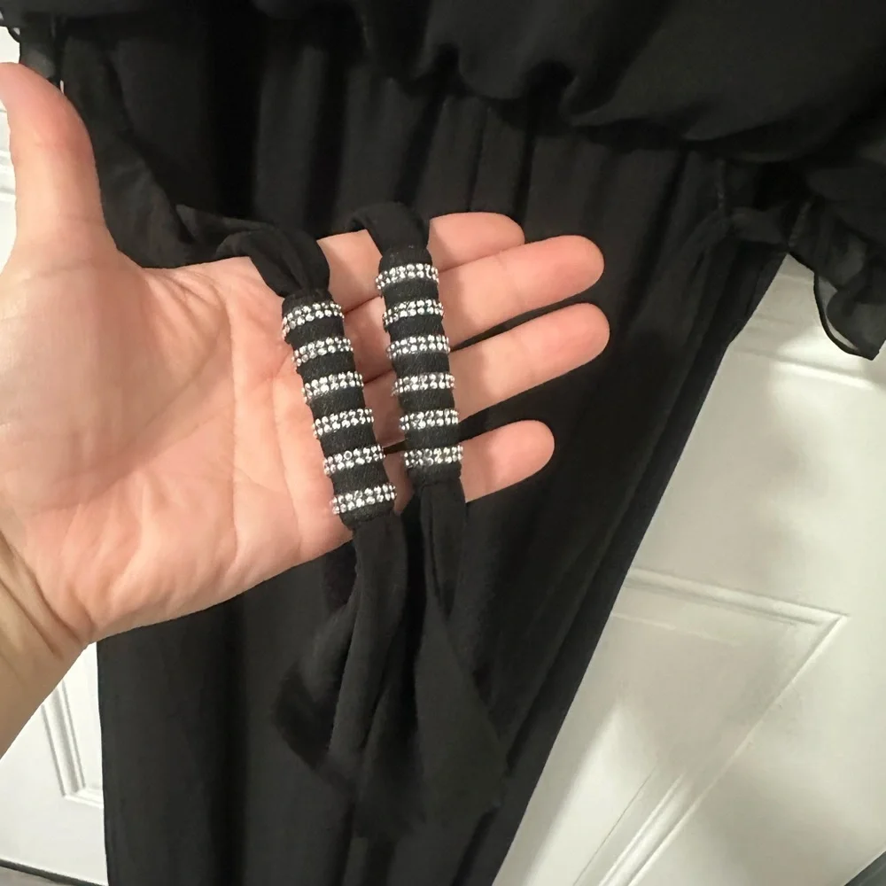 MSK Black Chiffon Overlay Jumpsuit Large NEW - Picture 9 of 16